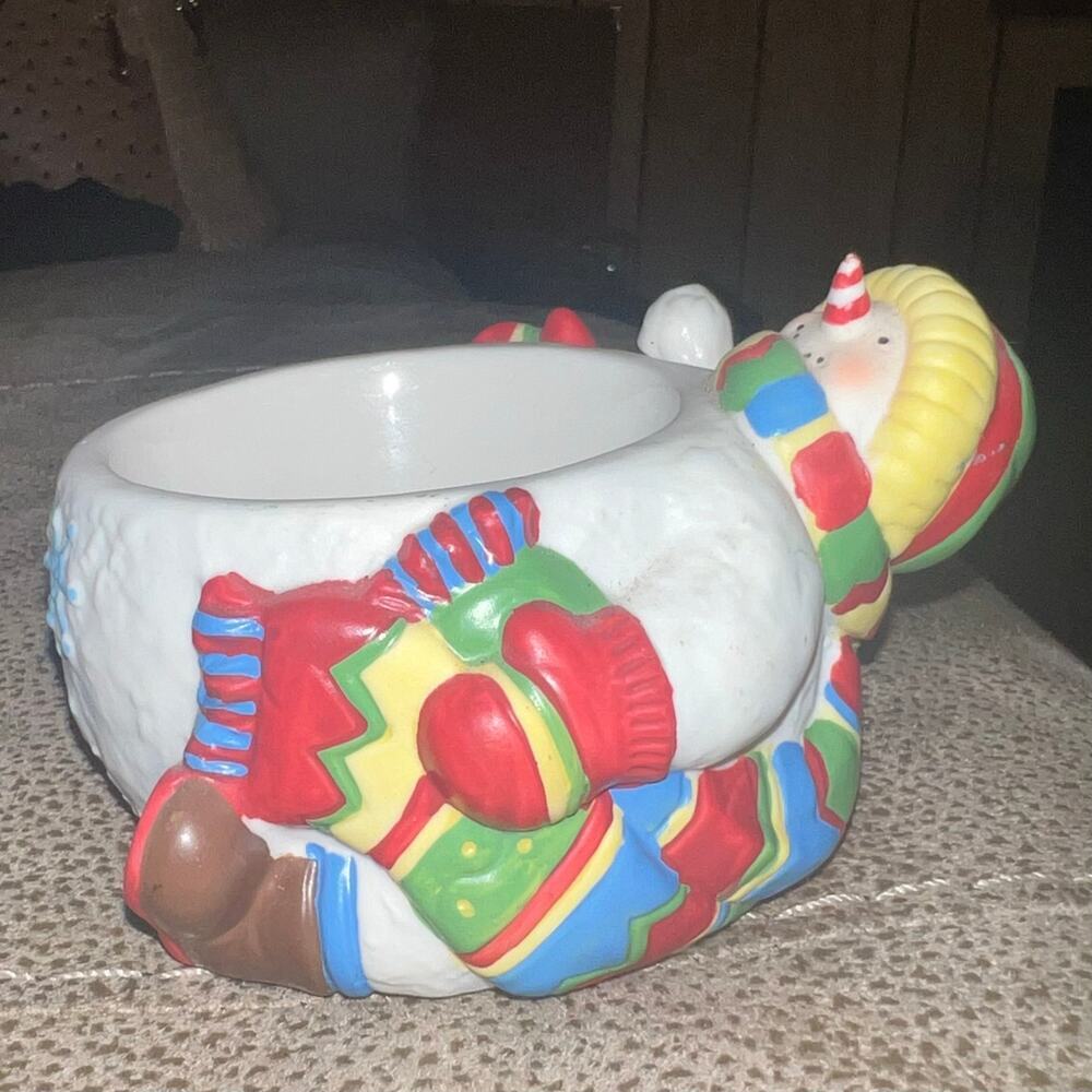 PartyLite Peppermint Pals Snowman Votive
Tea Light Candle Holder Christmas
